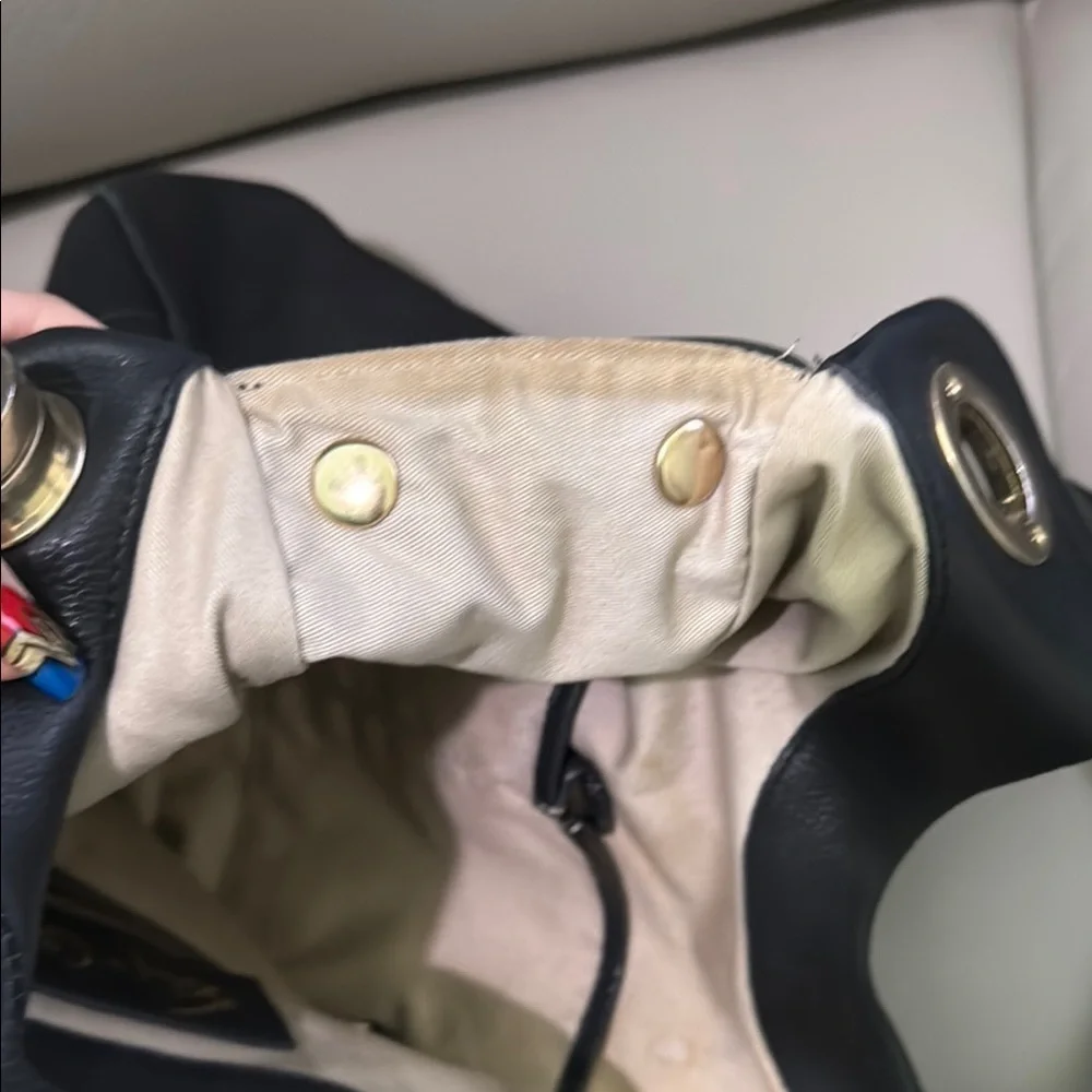 Foley + Corinna Black and Gold Leather Shoulder Bag